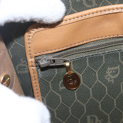 Christian Dior Vintage Honeycomb Flap Crossbody Bag Canvas and Leather, KHAKI, CANVAS, Shoulder bag