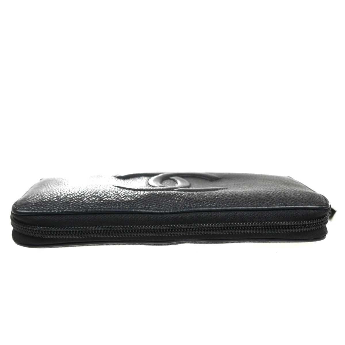 Chanel CC Zip Around Wallet Leather, Black, Leather, Wallet