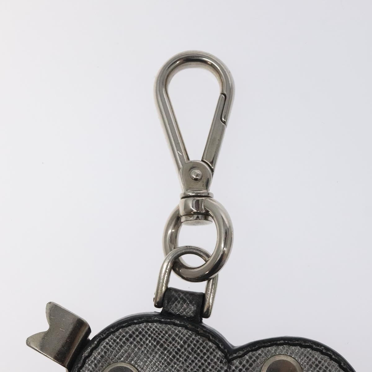 Prada keyring Leather, SILVER, LEATHER, Pendant & Charms