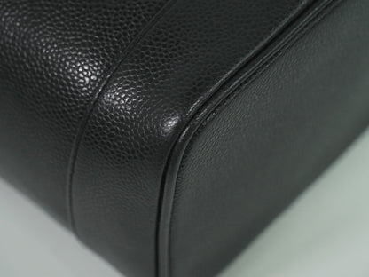 Chanel Vanity pouch Leather, BLACK, LEATHER, Toiletry Case