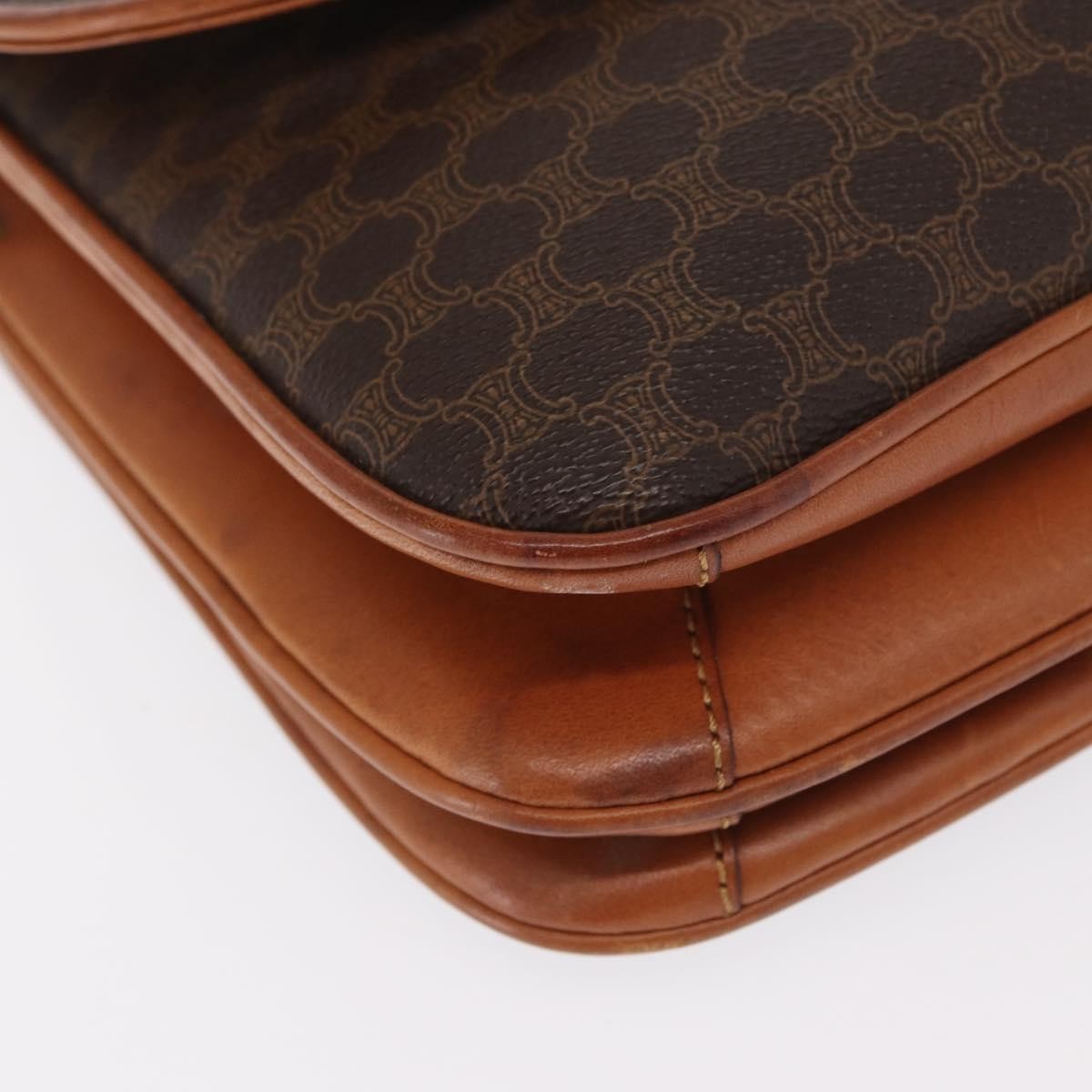 Celine Vintage Macadam Shoulder Bag Canvas and Leather, BROWN, CANVAS, Shoulder bag
