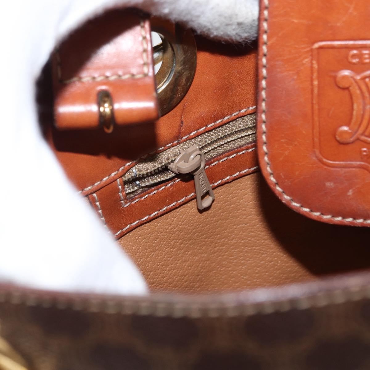 Celine Vintage Macadam Shoulder Bag Canvas and Leather, BROWN, CANVAS, Shoulder bag