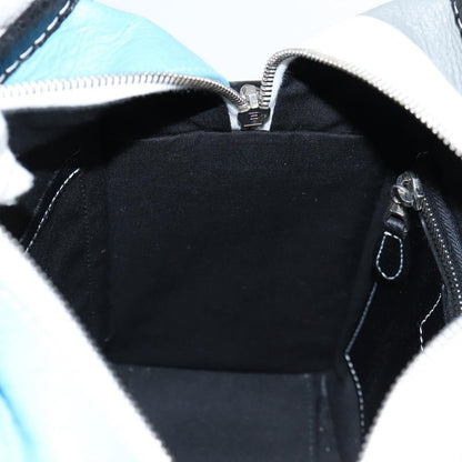 Balenciaga Bazar Convertible Tote Striped Leather, BLUE, LEATHER, Tote bag