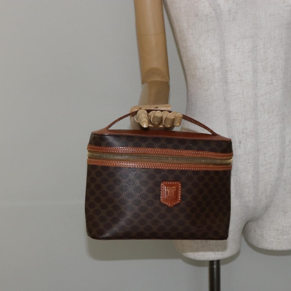Celine Macadam Vanity Bag Canvas, BROWN, CANVAS, Travel bag