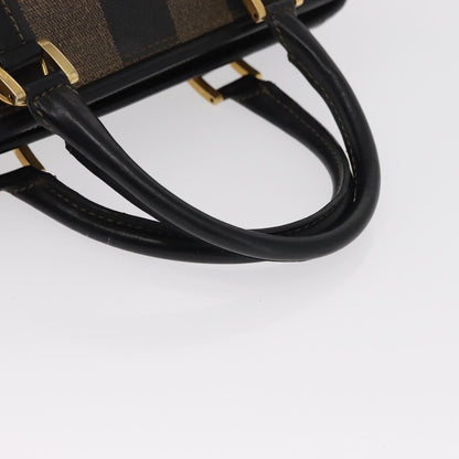 Fendi Vintage Pequin Convertible Boston Bag Coated Canvas, BROWN, CANVAS, Travel bag