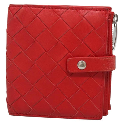 Bottega Veneta Bifold Coin Pocket Card Holder Intrecciato Nappa, RED, LEATHER, Wallets