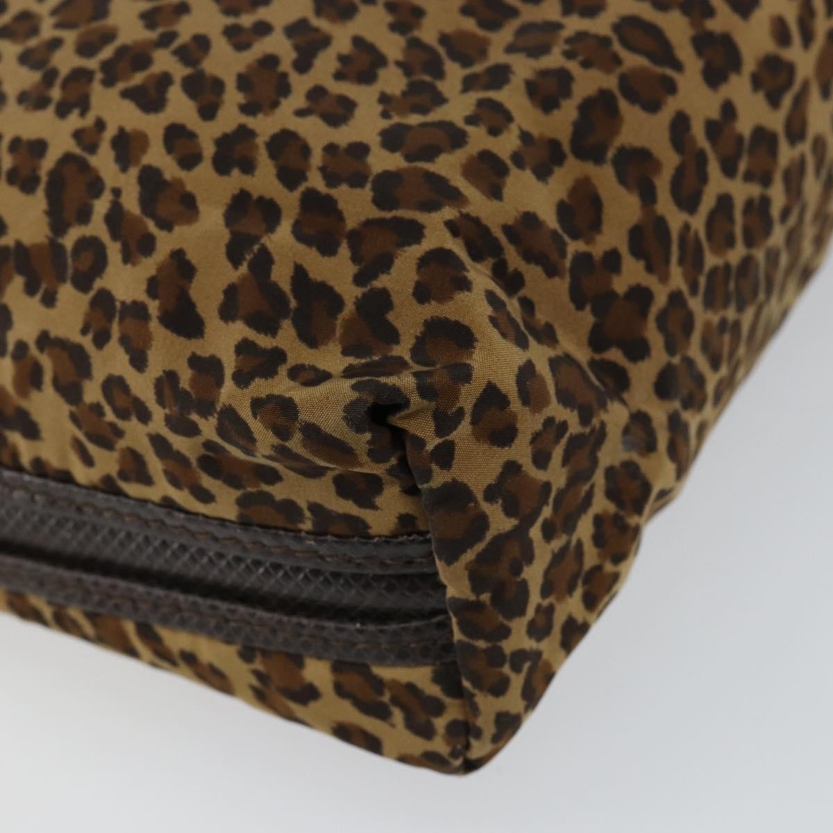 Bottega Veneta Vintage Shoulder Bag Leopard Print, BROWN, NYLON, Shoulder bag