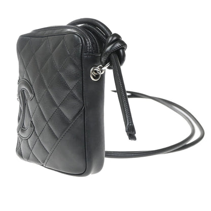 Chanel Cambon Pochette Quilted Leather, Black, Leather, Shoulder Bag