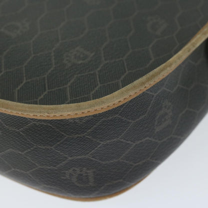 Christian Dior Vintage Honeycomb Flap Crossbody Bag Coated Canvas, BLACK, CANVAS, Crossbody bag