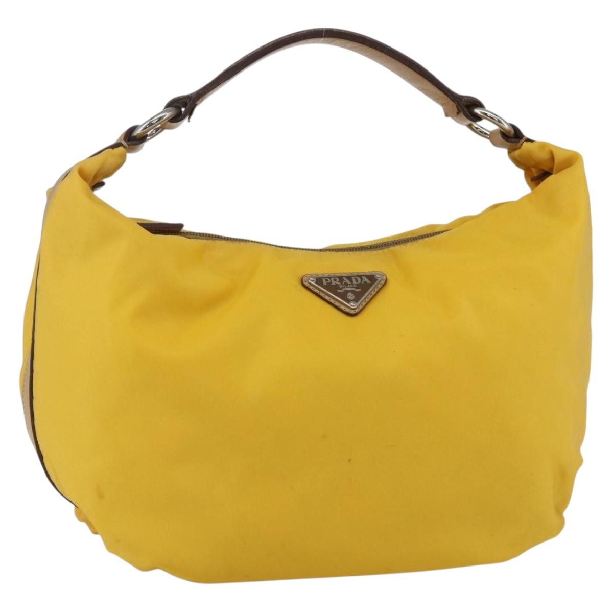 Prada Vintage Shoulder Bag Tessuto, Yellow, Nylon, Shoulder Bag