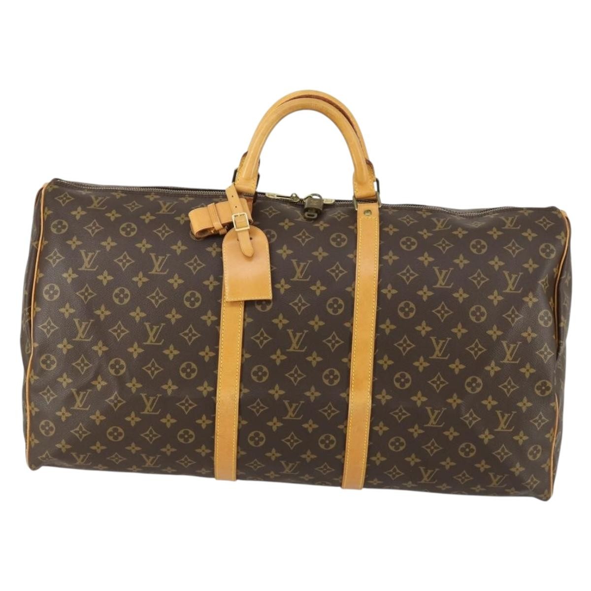 Louis Vuitton Keepall Bag Monogram Canvas, BROWN, CANVAS, Travel bag