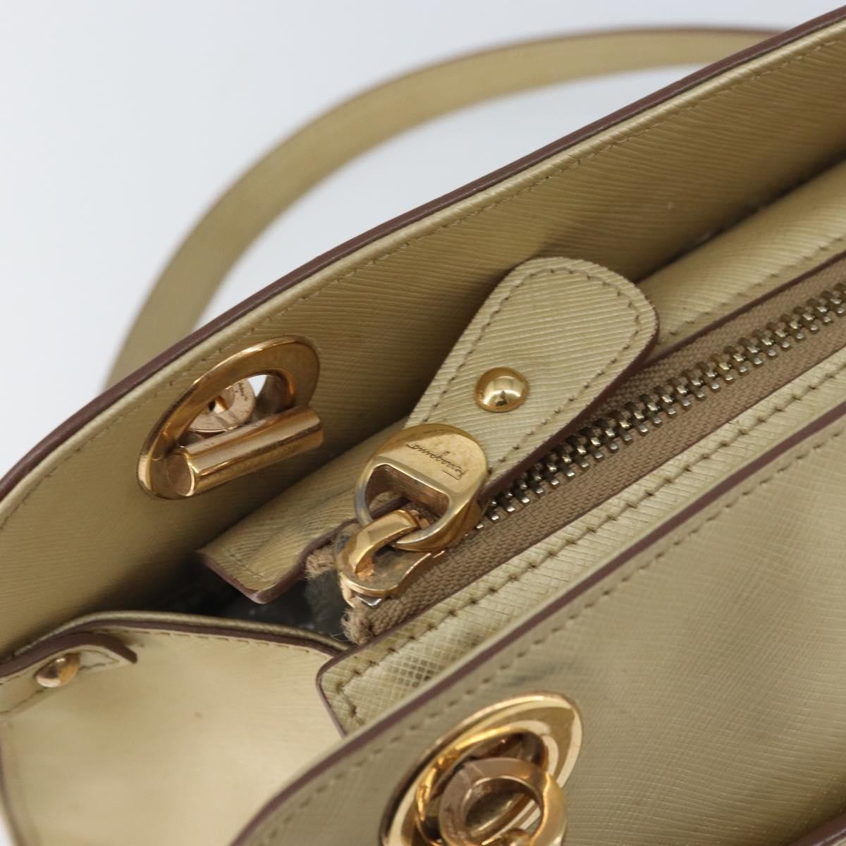 Salvatore Ferragamo Gancini handbag Leather, GOLD, LEATHER, Shoulder bag