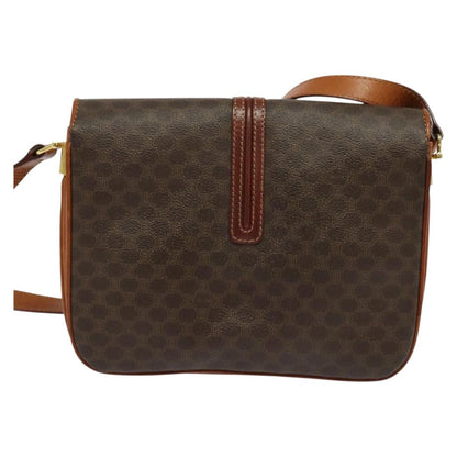 Celine Vintage Macadam Shoulder Bag Canvas and Leather, Brown, Canvas, Shoulder Bag
