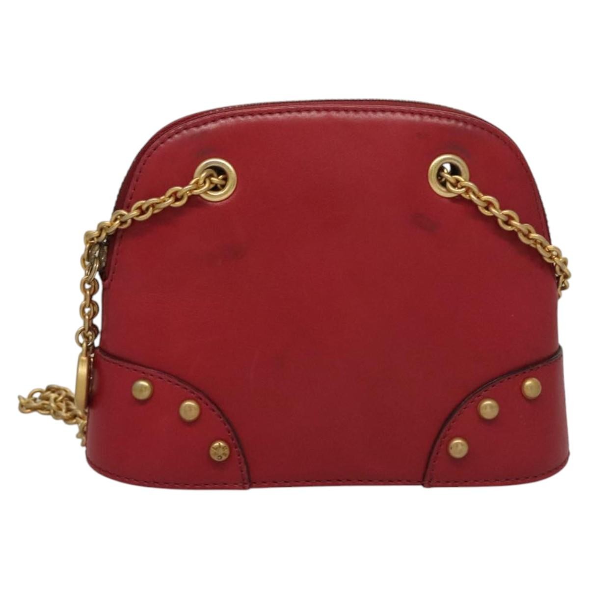 Celine Zip Around Chain Shoulder Bag Leather, RED, LEATHER, Shoulder bag