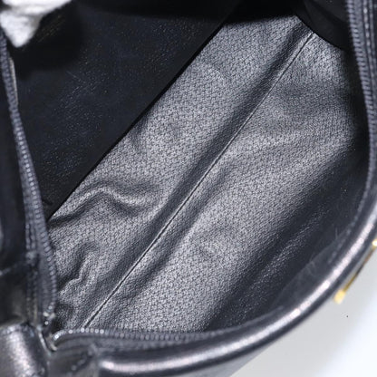 Celine Circle Logo Shoulder Bag Leather, BLACK, LEATHER, Shoulder bag