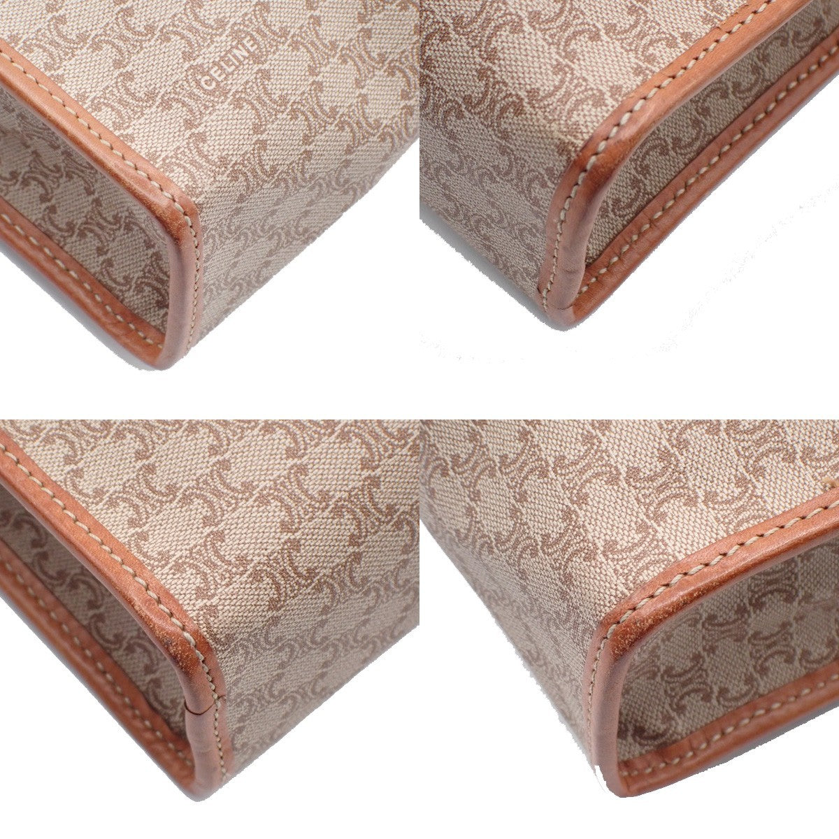 Celine Macadam Pochette Canvas and Leather, BROWN, CANVAS, Clutche & pouche