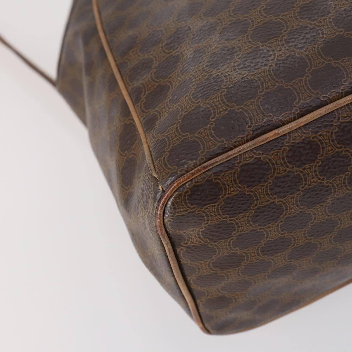 Celine Vintage Drawstring Flap Backpack Macadam Coated Canvas, BROWN, CANVAS, Backpack