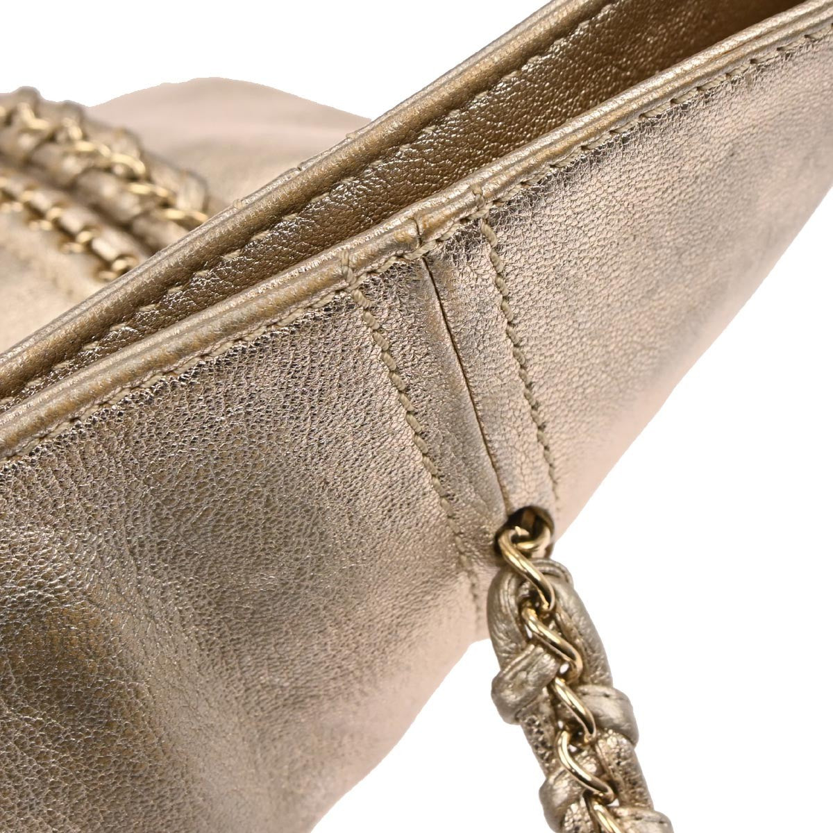 Chanel Luxe Ligne Zipped Tote Leather, GOLD, LEATHER, Tote bag