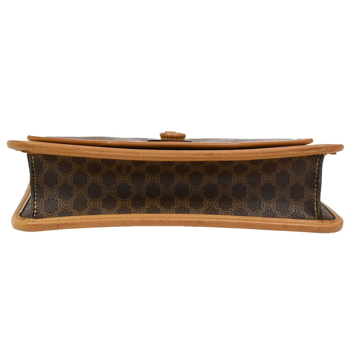 Celine Vintage Macadam Handbag Canvas and Leather, BROWN, CANVAS, Handbag