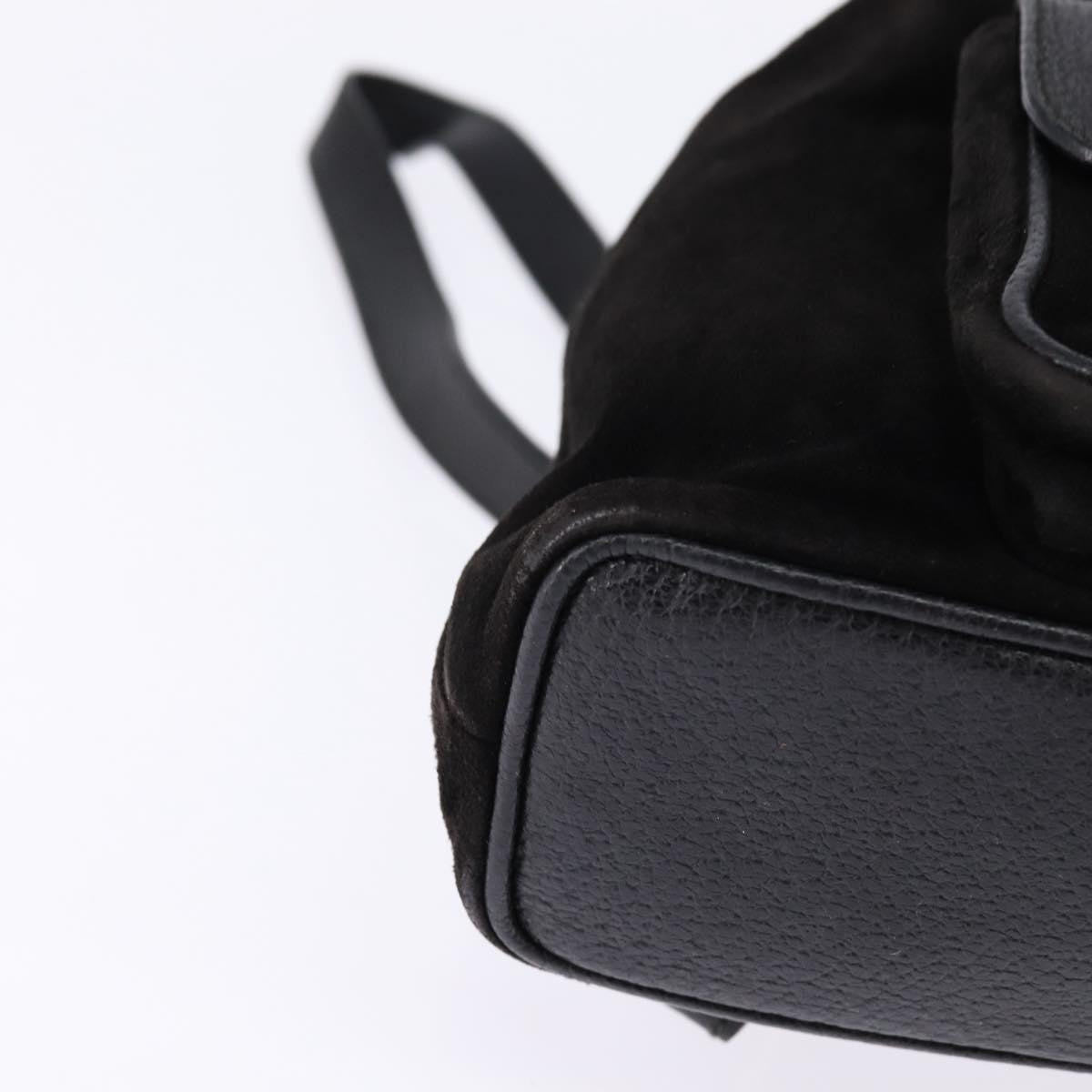 Gucci Vintage Bamboo Backpack Suede, BLACK, SUEDE, Backpack