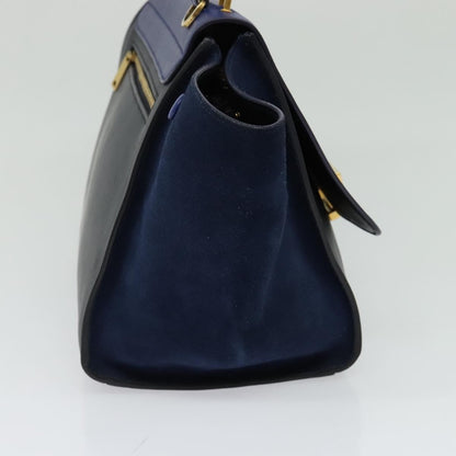 Celine Trapeze Bag Leather with Suede, NAVY, LEATHER, Handbag