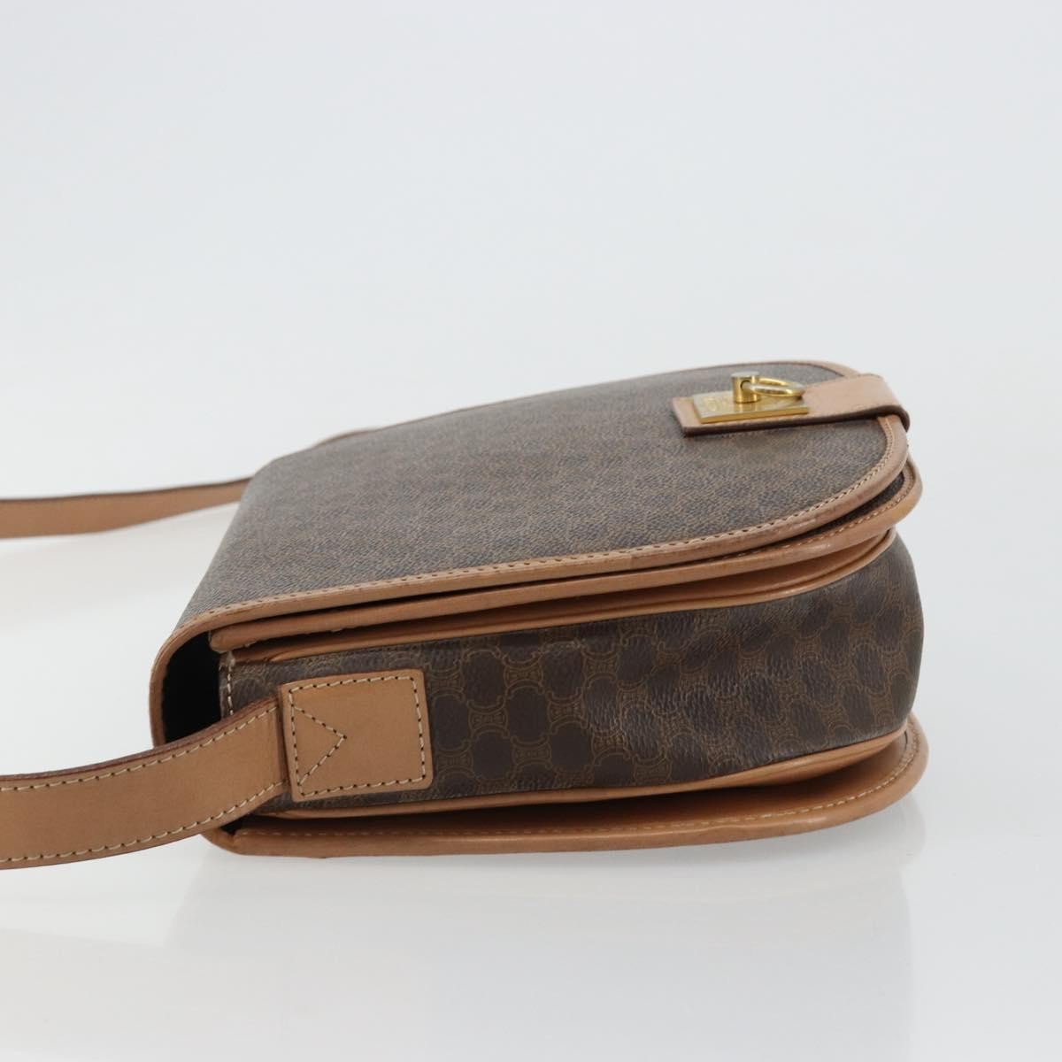 Celine Macadam Shoulder Bag PVC Leather, Brown, Canvas, Shoulder Bag