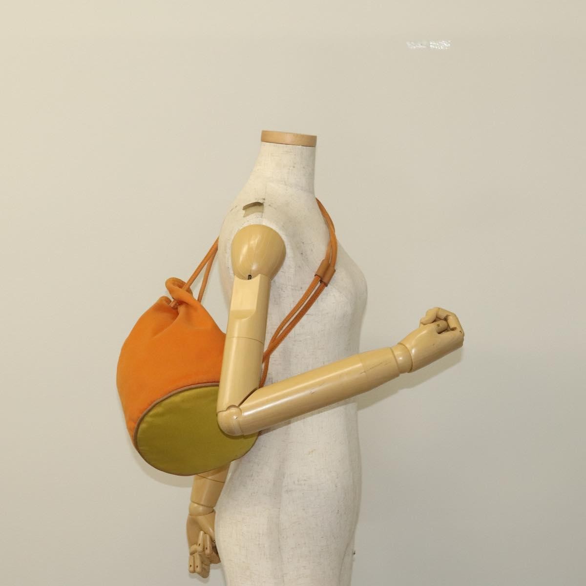 Hermes Polochon Mimile Drawstring Backpal Canvas, ORANGE, CANVAS, Backpack