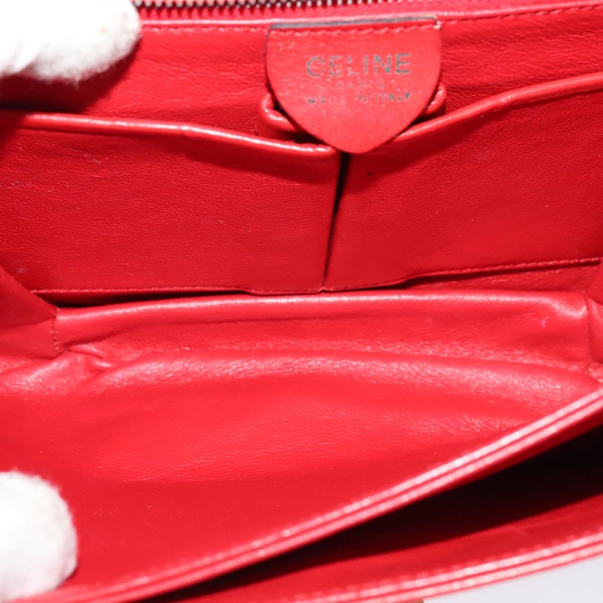 Celine Vintage Triomphe Shoulder Bag Leather, RED, LEATHER, Shoulder bag