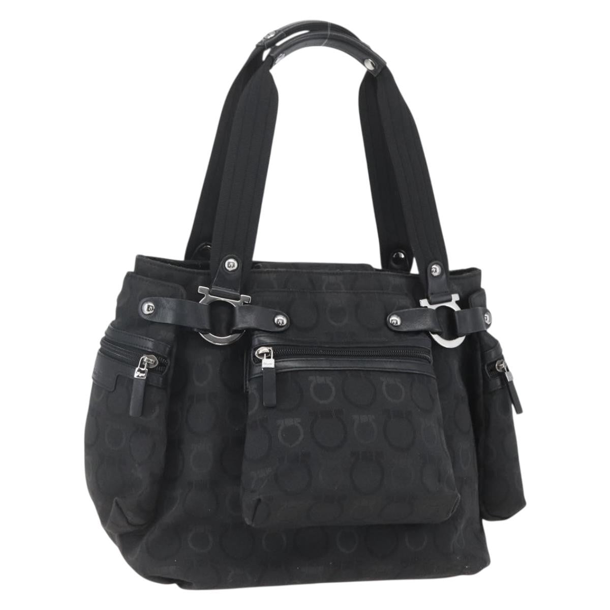 Salvatore Ferragamo Gancini Tote Nylon, Black, Nylon, Tote Bag
