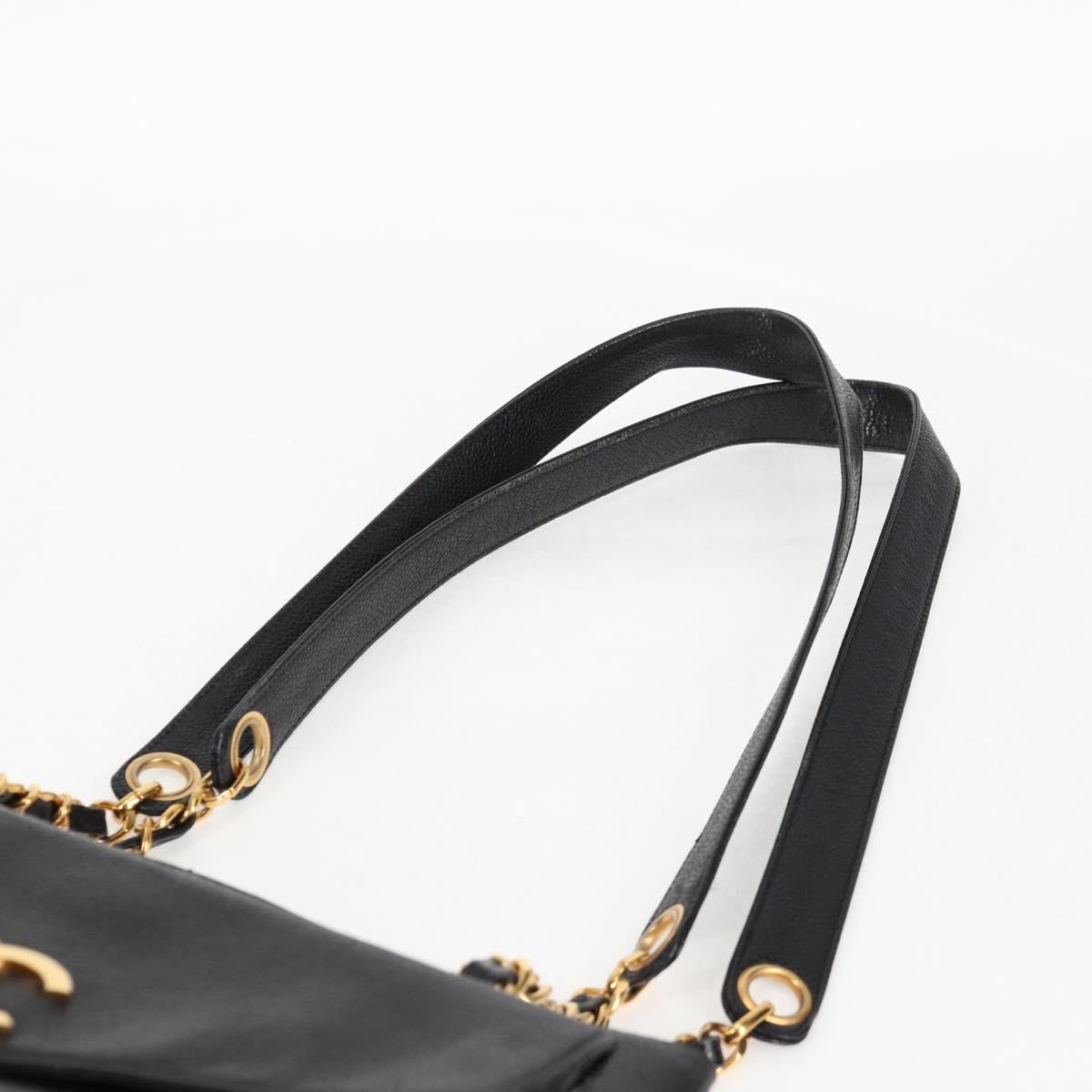Chanel Vintage Front Pocket Camera Shoulder Bag Quilted Caviar, BLACK, LEATHER, Shoulder bag