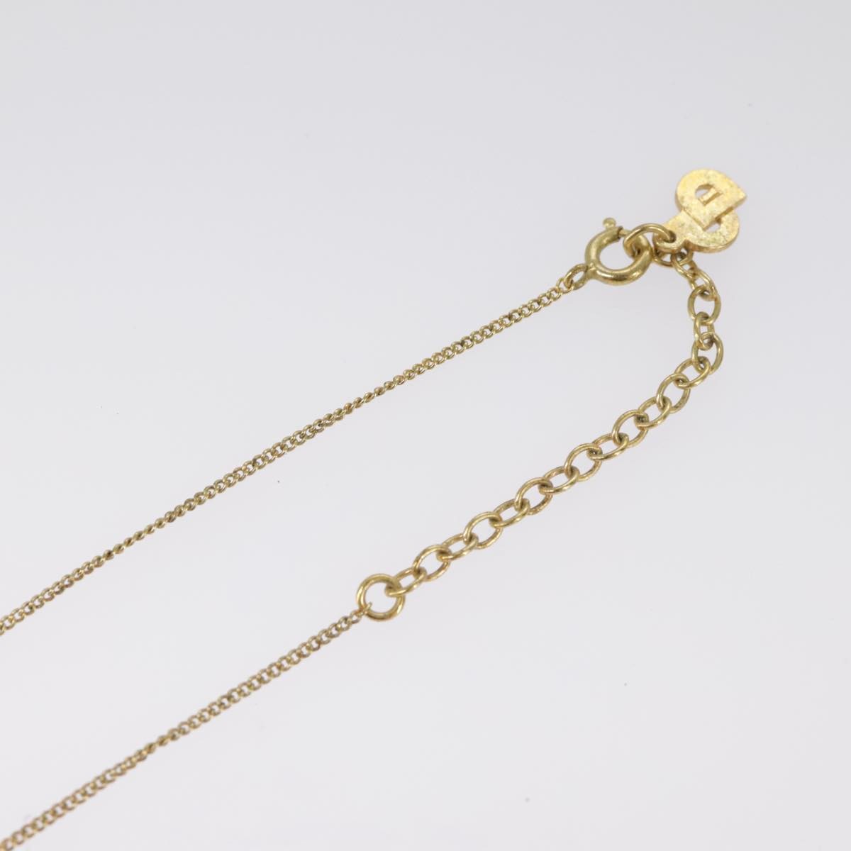 Christian Dior Vintage Logo Round Pendant Necklace Metal and Crystals, GOLD, METAL, Necklace