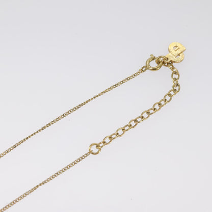 Christian Dior Vintage Logo Round Pendant Necklace Metal and Crystals, GOLD, METAL, Necklace
