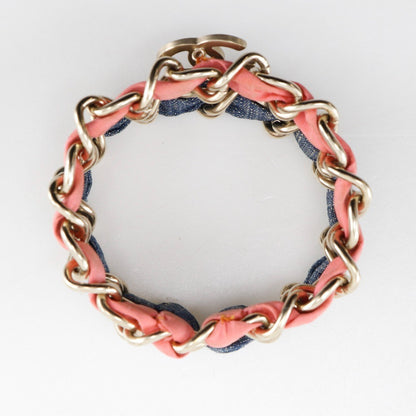 Chanel Coco mark chain 2 bracelet Metal and denim, MULTICOLOUR, MESH, Bracelet