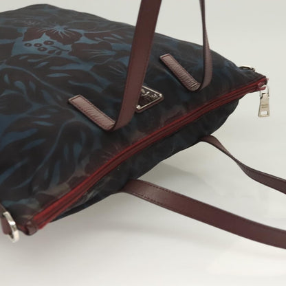 Prada Convertible Tote Printed Tessuto with Saffiano, BLUE, NYLON, Tote bag