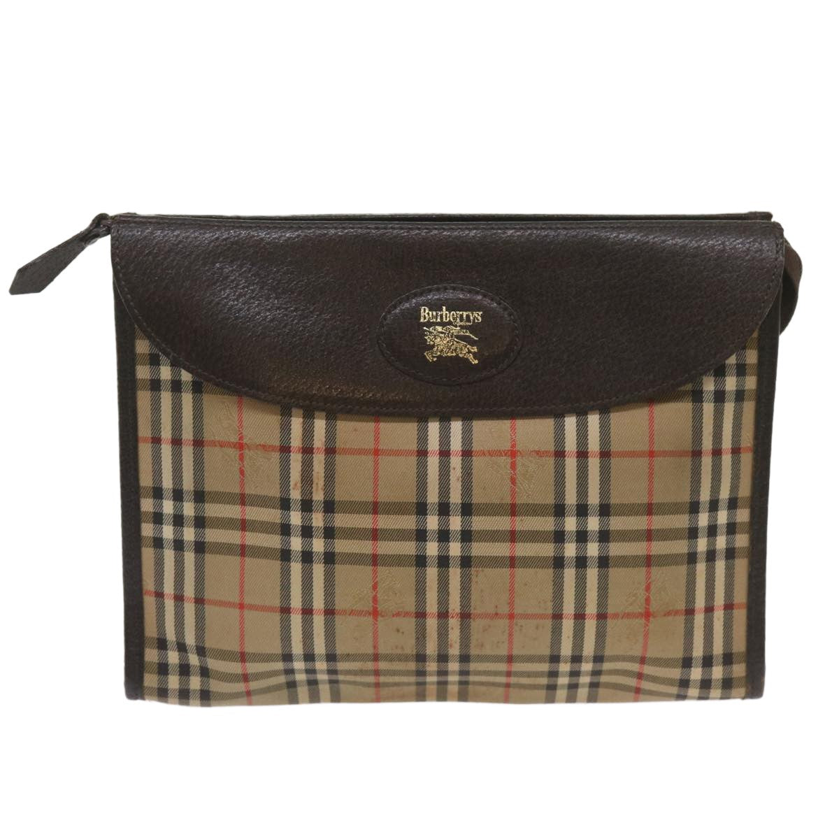 Burberry Nova check Pochette Canvas, BEIGE, CANVAS, Clutche & pouche