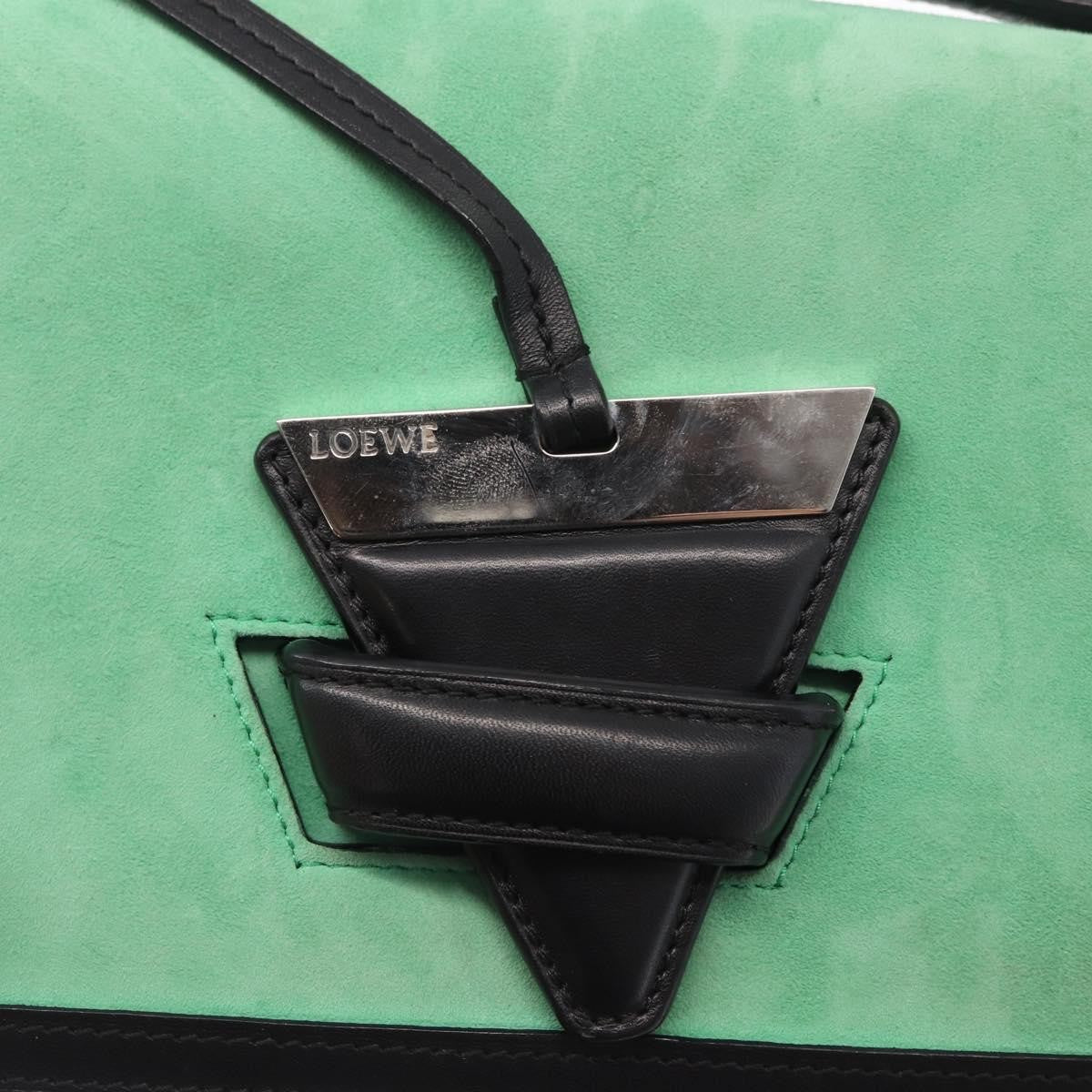Loewe Barcelona Shoulder Bag Suede with Leather, GREEN, SUEDE, Shoulder bag