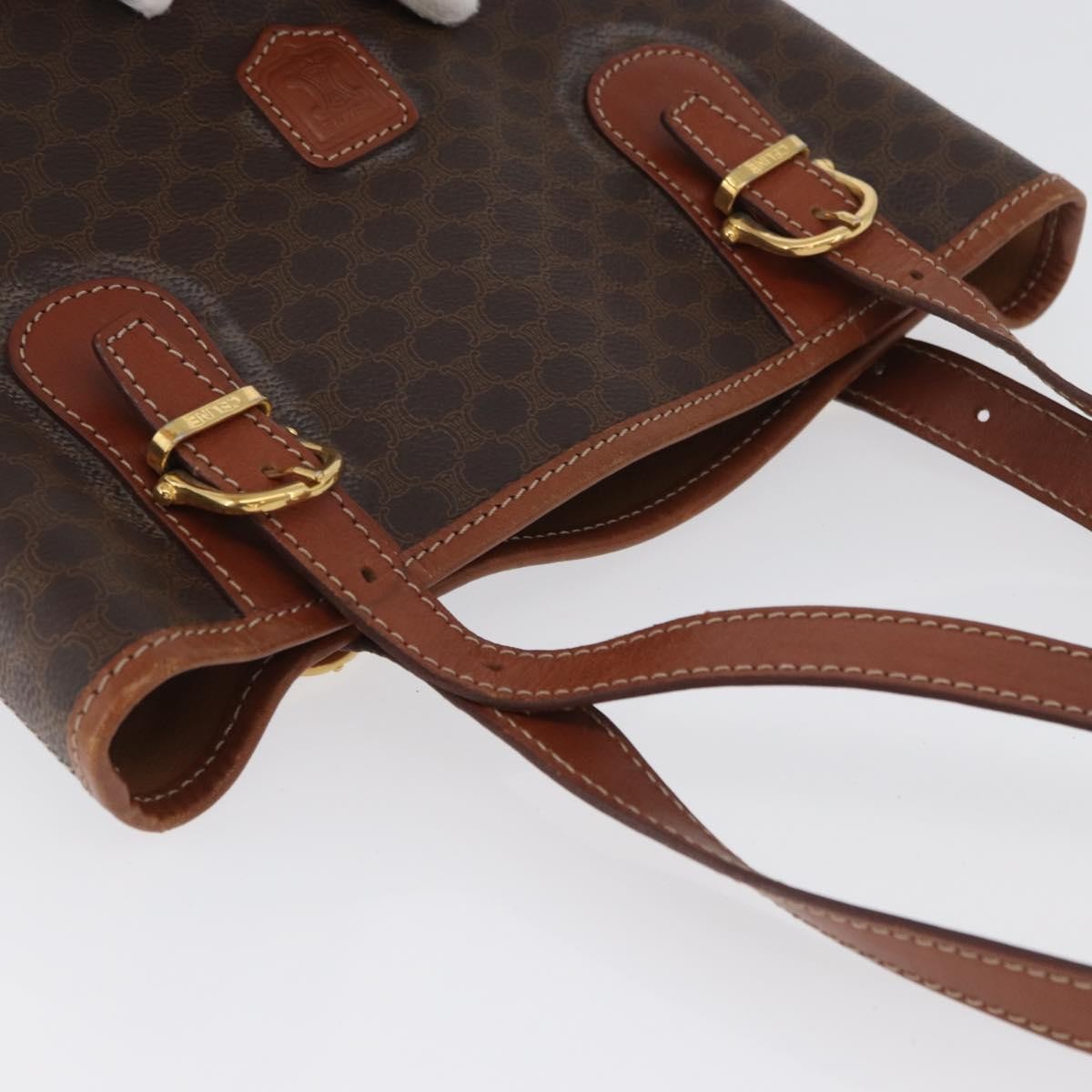 Celine Vintage Macadam Tote bag Canvas and Leather, Brown, Canvas, Tote Bag