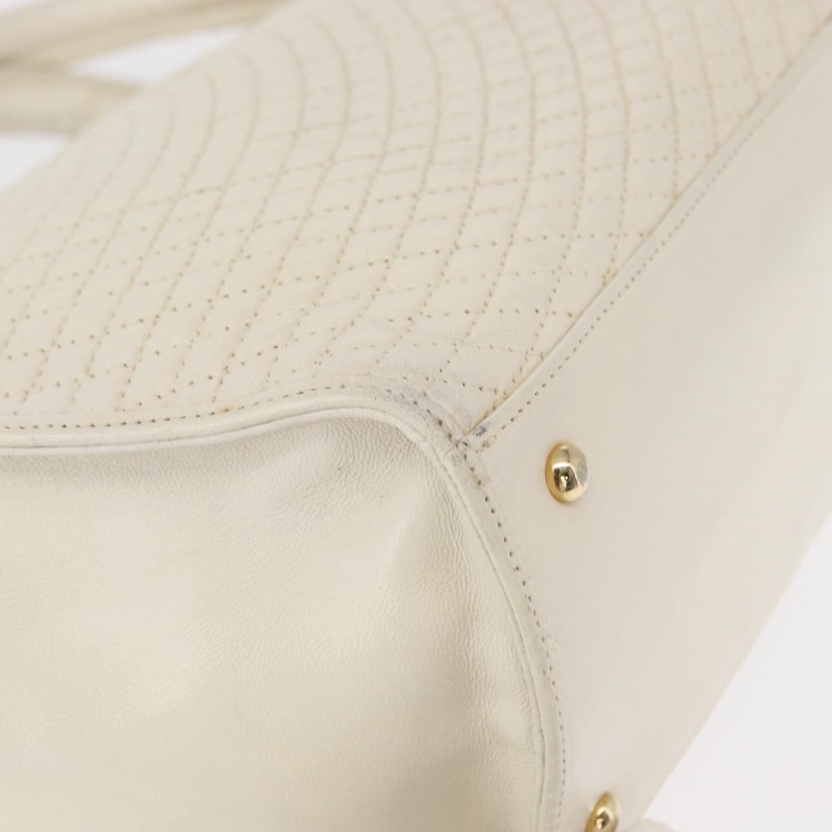 Bally Vintage Handbag Quilted Leather, White, Leather, Handbag