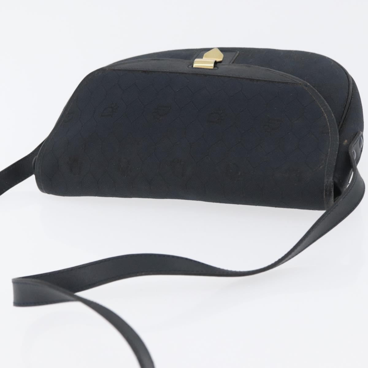 Christian Dior Vintage Honeycomb Flap Crossbody Bag Canvas and Leather, BLACK, CANVAS, Shoulder bag