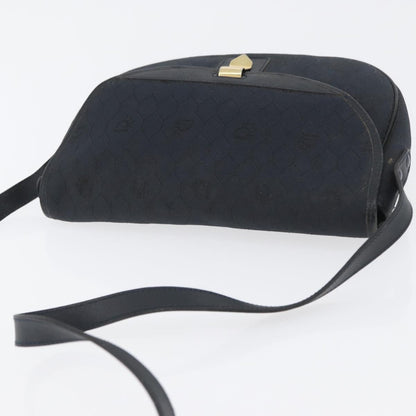 Christian Dior Vintage Honeycomb Flap Crossbody Bag Canvas and Leather, BLACK, CANVAS, Shoulder bag