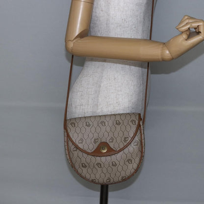 Christian Dior Vintage Honeycomb Flap Crossbody Bag Coated Canvas, BEIGE, CANVAS, Shoulder bag