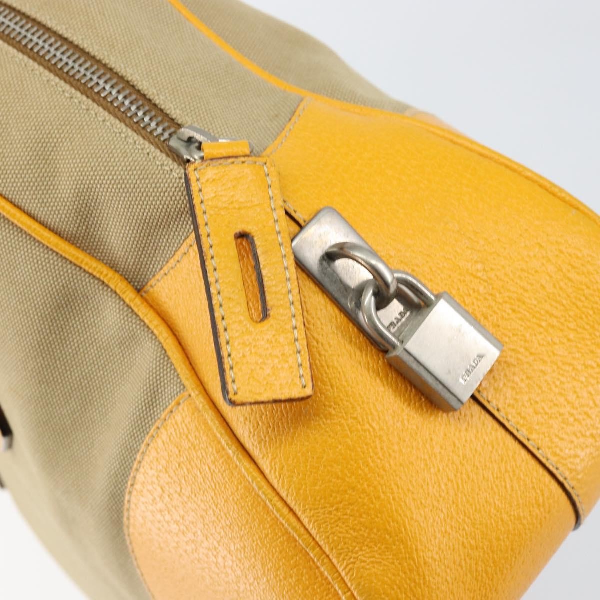 Prada Bowler Bag Canvas with Leather, BEIGE, CANVAS, Handbag