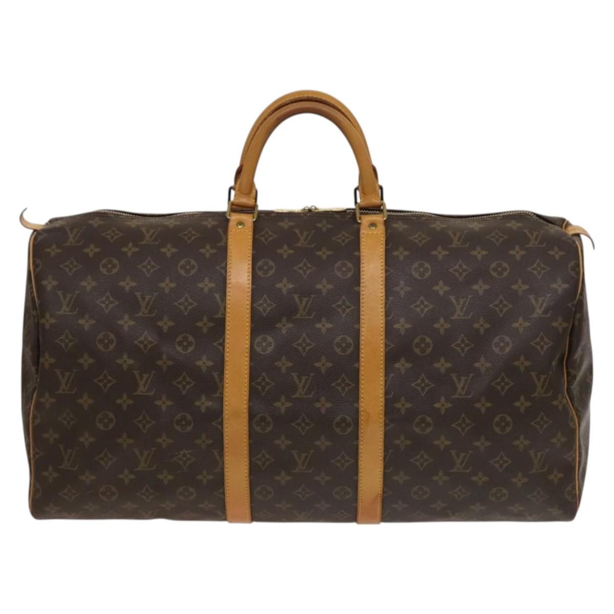 Louis Vuitton Keepall Bag Monogram Canvas, BROWN, CANVAS, Travel bag