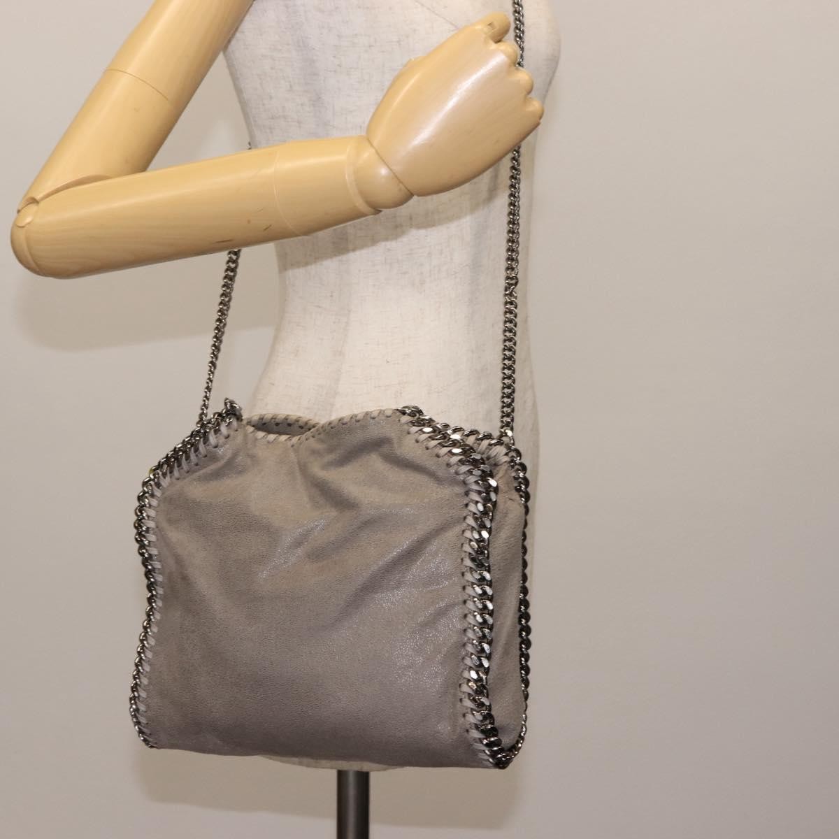 Stella McCartney Falabella Fold Over Crossbody Bag Faux Leather, GRAY, POLYESTER, Crossbody bag