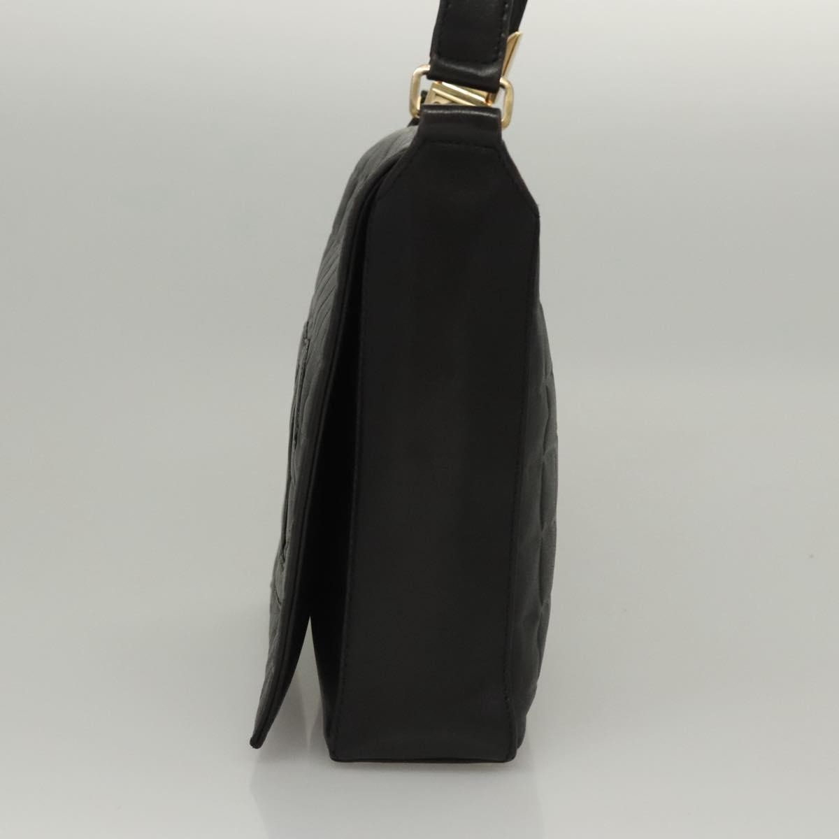 Chanel Chocolate Bar CC Shoulder Bag Quilted Leather, Black, Leather, Shoulder Bag