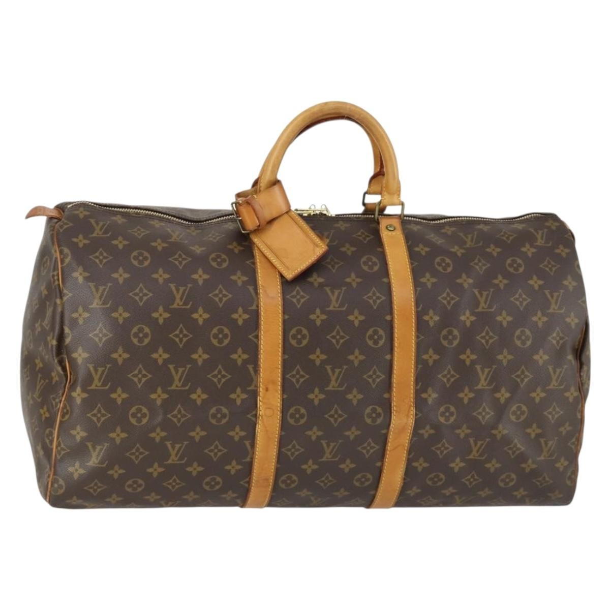 Louis Vuitton Keepall Bag Monogram Canvas, BROWN, CANVAS, Travel bag