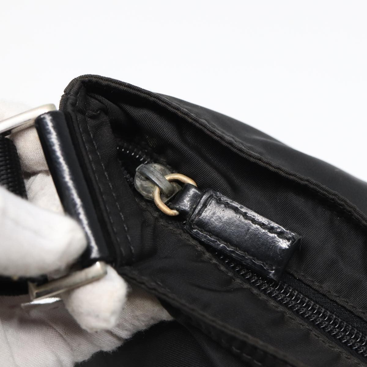 Prada Zip Top Messenger Bag Tessuto, BLACK, NYLON, Shoulder bag