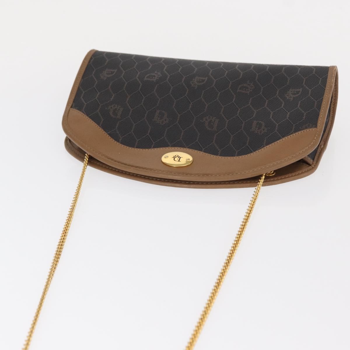 Christian Dior Vintage Honeycomb Shoulder Bag Canvas and Leather, BLACK, CANVAS, Shoulder bag