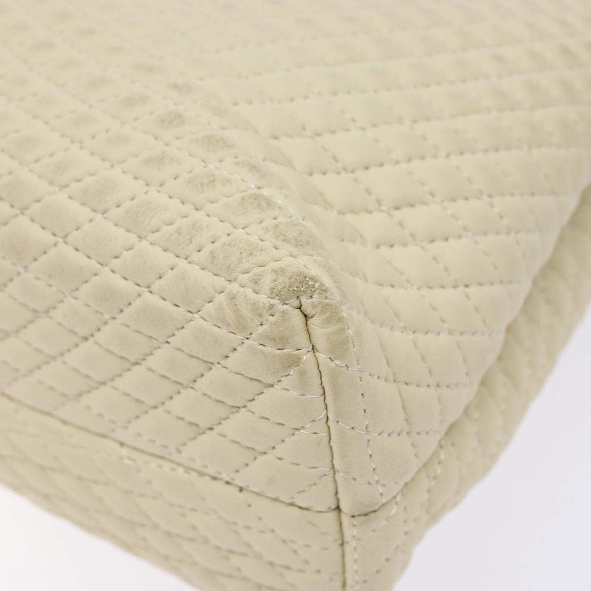 Bally Vintage Flap Handbag Quilted Leather, Ecru, Leather, Handbag