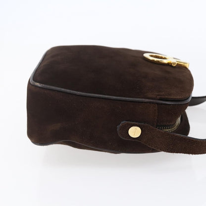Salvatore Ferragamo Gancini Shoulder Bag Suede, BROWN, SUEDE, Shoulder bag